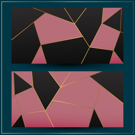 Rose gold mosaic geometric abstract background. Modern mosaic wallpaper in rose gold and blackのイラスト素材