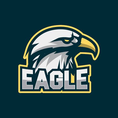 Eagle esport gaming logo design. Eagle head logo emblem design with yellow outline. Gaming logo design with eagle themeのイラスト素材