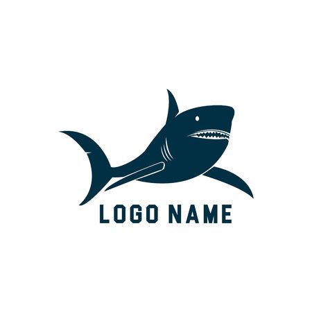 Shark minimalist silhouette logo design. Shark silhouette vector illustration with white background. Simple logo design with shark themeのイラスト素材