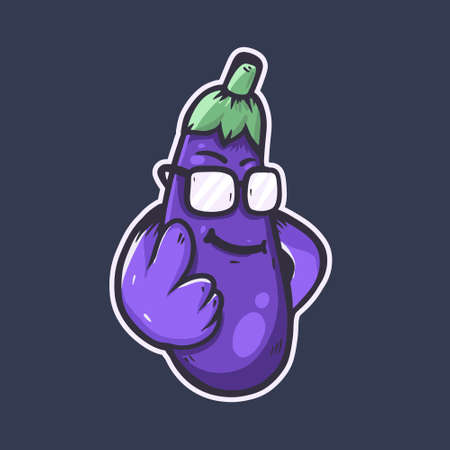 Cute eggplant mascot design characterのイラスト素材