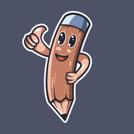 Funny mascot character of Pencil vector illustrationのイラスト素材