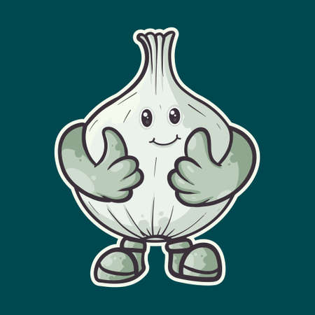 cute hand drawn onion mascot illustrationのイラスト素材