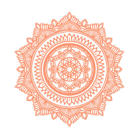 red mandala vector design illustration with rounded floralのイラスト素材