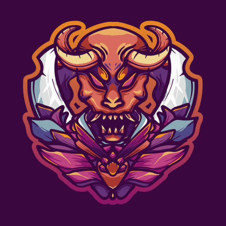red gradient fox vector illustration for tshirt and apparel designのイラスト素材