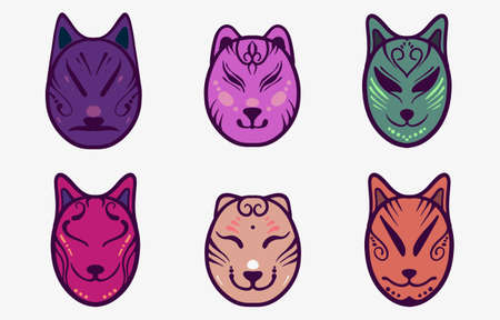 red gradient fox vector illustration for tshirt and apparel designのイラスト素材