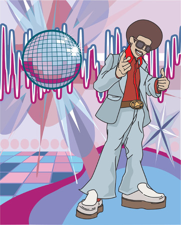 a 70s funky guy giving a thumb upのイラスト素材