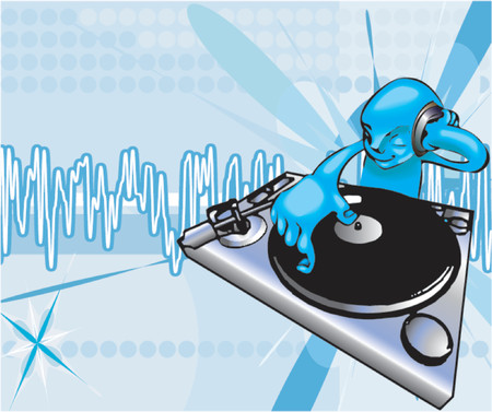  A funky dj mixing with background on separate layer. No meshes used, all blends or gradients.のイラスト素材