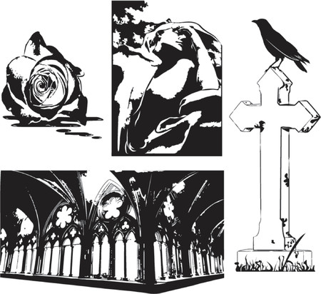  A selection of dark gothic grungy elements.のイラスト素材