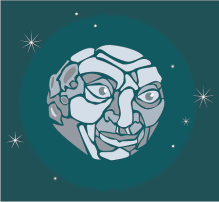  A vector illustration of a moon with a faceのイラスト素材