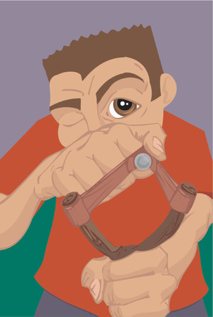a boy with a slingshotのイラスト素材