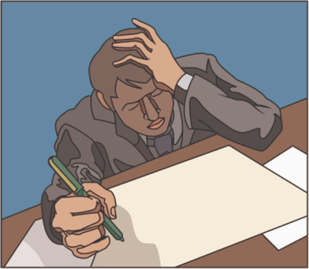 Stressed looking overworked business person, or student.のイラスト素材