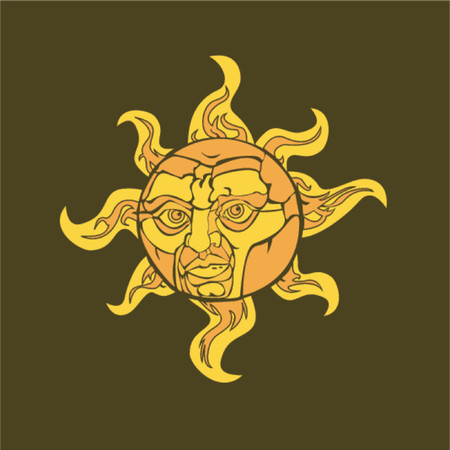 Vector illustration of a sun with a faceのイラスト素材