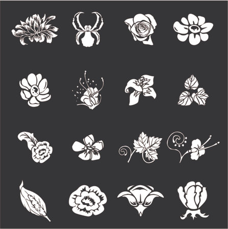 Floral Icon Set Series Design Elements. Floral icon design elements for your compositions!のイラスト素材