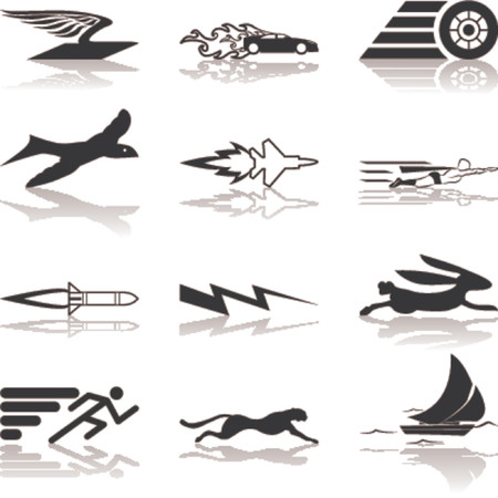 Speed Icon Set Series Design Elements A conceptual icon set relating to speed, being fast, and or efficient.のイラスト素材