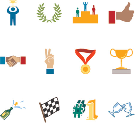 Victory and Success Icon Set Series Design Elements A conceptual icon set relating to victory and success.のイラスト素材