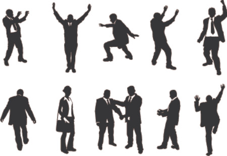 business people unusual silhouettes. A series of business people mostly in more unusual poses, climbing, balancing etc. Great for use in conceptual pieces.のイラスト素材