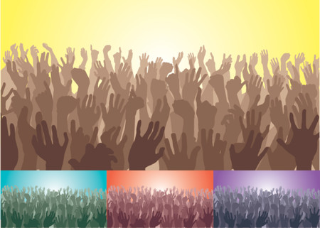 Crowd. A crowd with their hands up. Vector file includes several different colour versionsのイラスト素材