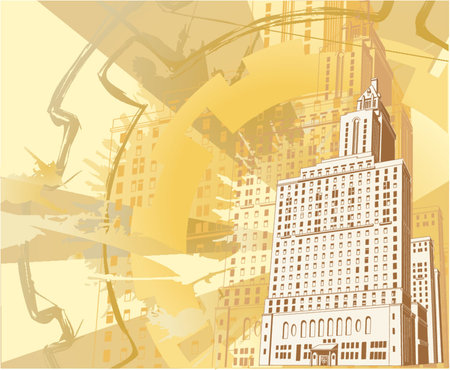 Grunge Urban Building Background. An illustration of a funky grungy urban building background.のイラスト素材