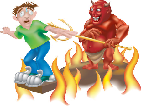 Hell of a day. A devil laughing as he makes someone walk the gangplank! のイラスト素材