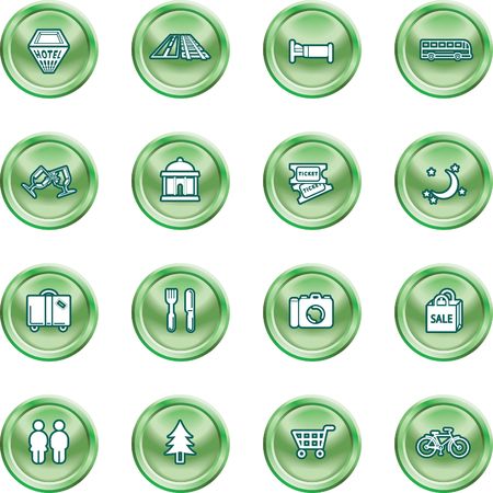 Tourist locations icon set. Icon set relating to city or location information for tourist web sites or maps etc.のイラスト素材