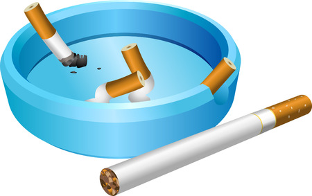 Ashtray. A vector illustration of an ashtray with cigarette buttsのイラスト素材