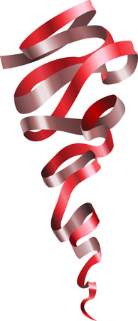 Red Curly Ribbon Scroll. A vector illustration of a pretty shiny curly ribbon scroll, no meshes usedのイラスト素材