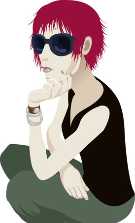 A fashionable young woman with sunglasses onのイラスト素材