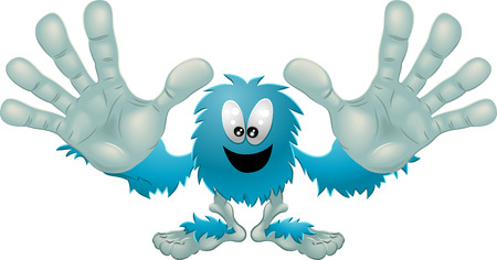 Illustration of a cute friendly furry blue monsterのイラスト素材