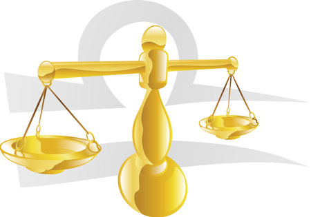 Illustration representing Libra the scales star or birth sign. Includes the symbol or icon in the backgroundのイラスト素材