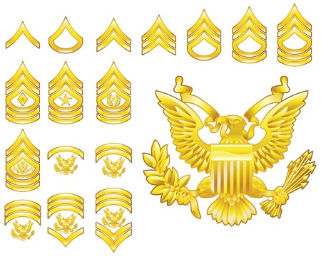 Set of military american army enlisted rank insignia iconsのイラスト素材
