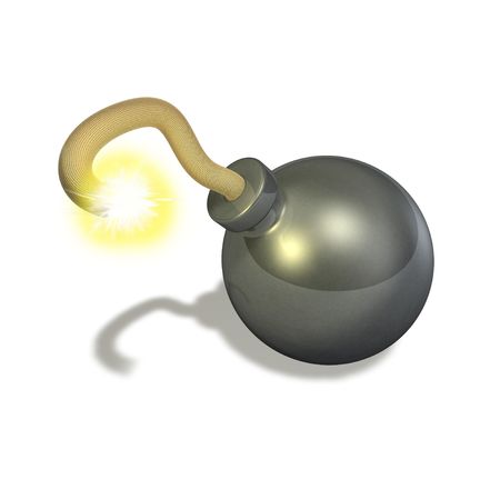 3d render illustration of a bomb with a lit fuse の写真素材