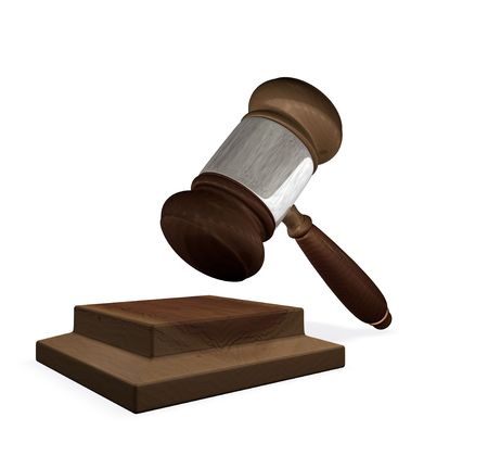 3d render of a gavel and block illustration representing the legal systemの写真素材