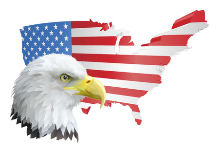 illustration of the map of the united states of america and the eagleのイラスト素材