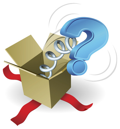 A question mark springing out of a box conceptual illustration のイラスト素材