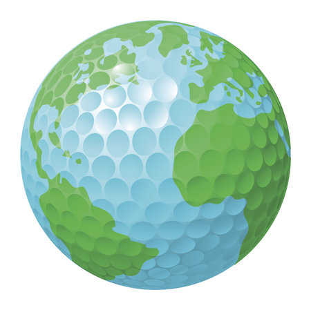 Conceptual illustration. Golf ball world globeのイラスト素材