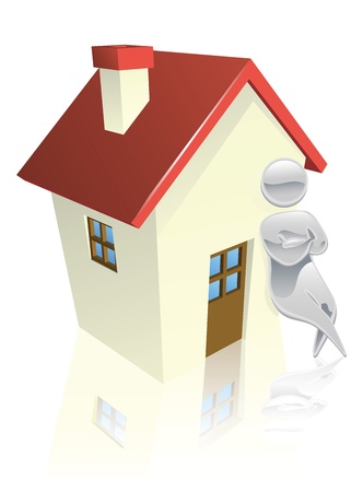 Metallic cartoon mascot character house conceptのイラスト素材