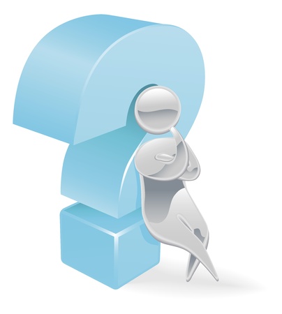 Metallic cartoon mascot character question mark conceptのイラスト素材