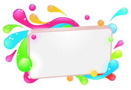 A modern funky colorful sign with swirls and droplets round the frame.のイラスト素材