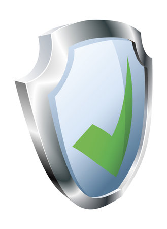 Tick shield security concept. Shield with green tick icon. のイラスト素材