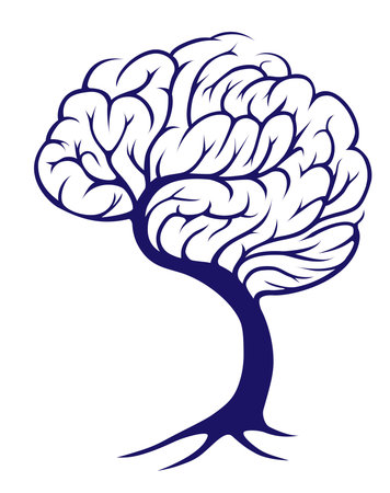 A tree growing in the shape of a brainのイラスト素材