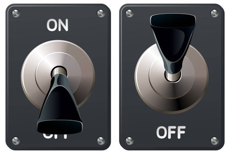A power toggle switch in the on and off positionsのイラスト素材