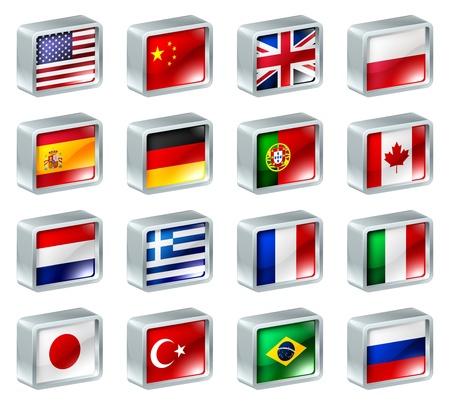 Flag icons or buttons, can be used as language selection icons for translating web pages or region selection or similar.のイラスト素材