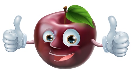 A happy cartoon apple smiling and giving a double thumbs upのイラスト素材