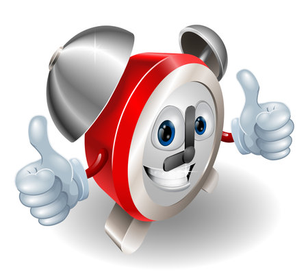 Alarm clock character mascot giving a double thumbs upのイラスト素材