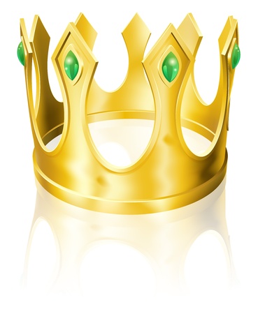 Illustration of a gold crown with green emeraldsのイラスト素材
