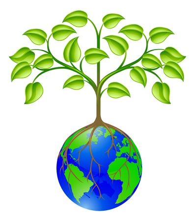 Conceptual illustration of a world globe treeのイラスト素材