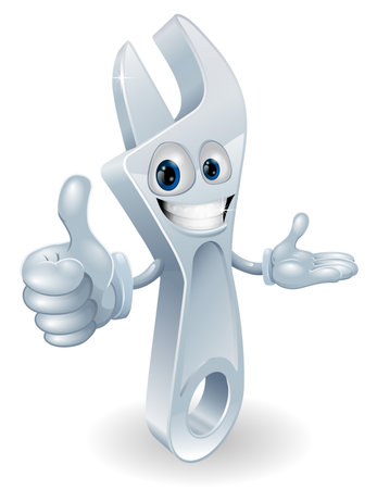 Adjustable spanner cartoon character giving a thumbs up graphicのイラスト素材