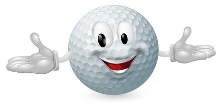 Illustration of a cute happy golf ball mascot manのイラスト素材