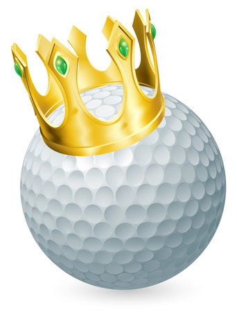 King of golf concept, a golf ball wearing a gold crownのイラスト素材