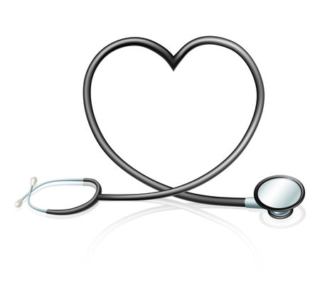 Heart health concept, a stethoscope forming a heart shape のイラスト素材